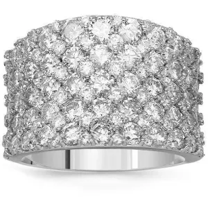 14K Solid White Gold Womens Diamond Cocktail Ring 4.60 Ctw