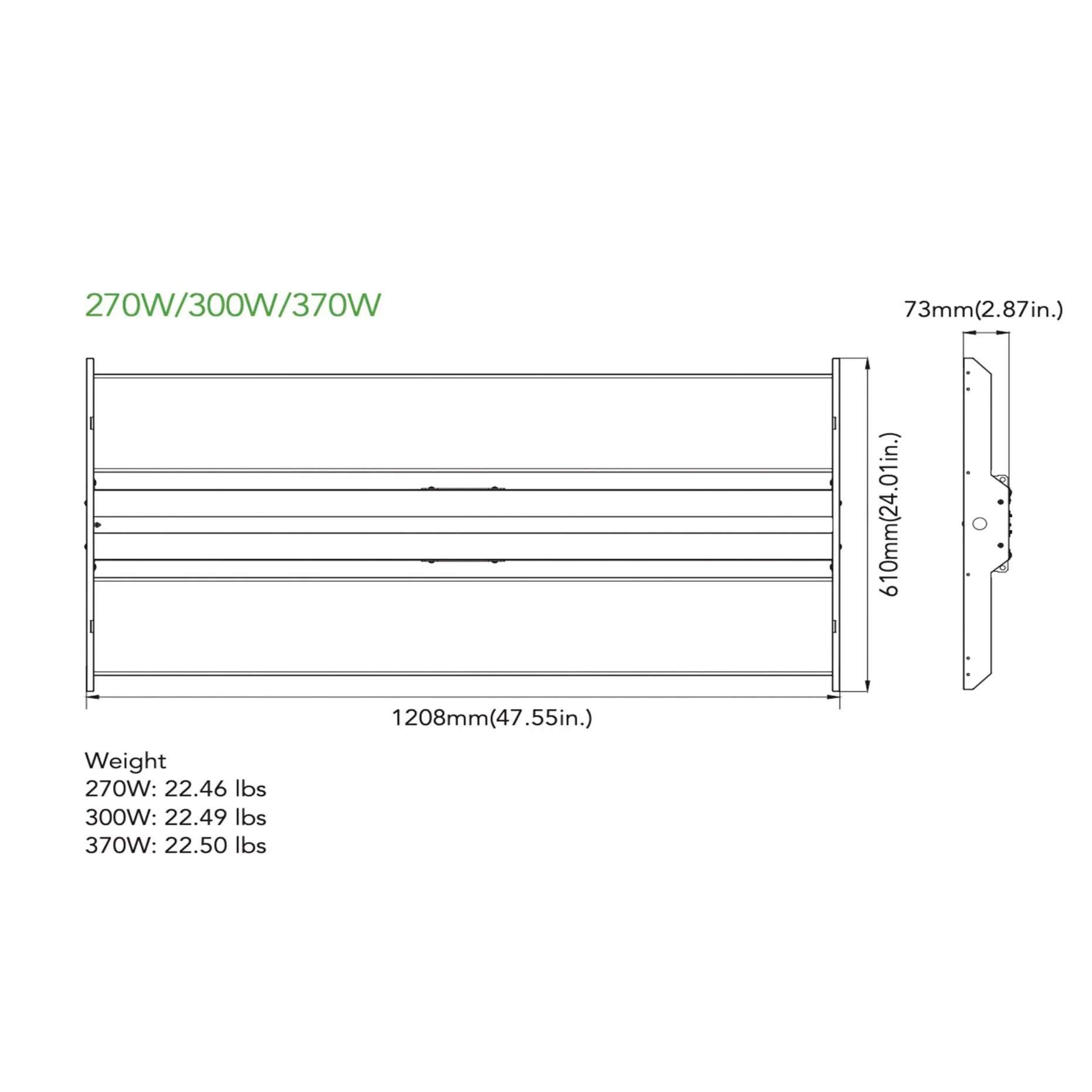 300-Watts LED Linear High Bay Clear Diffuser 120-277VAC 41,500 Lumens