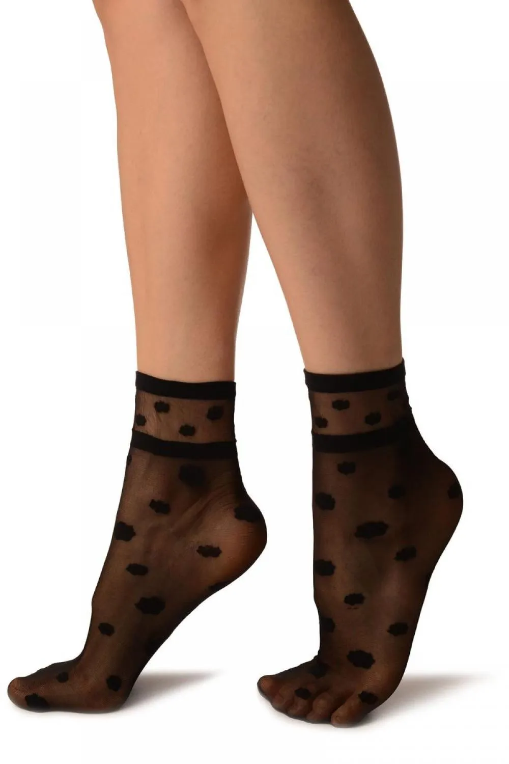 Black Camomile Flowers Ankle High Socks