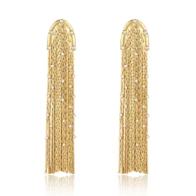 Bling CZ Tassel Long Earrings