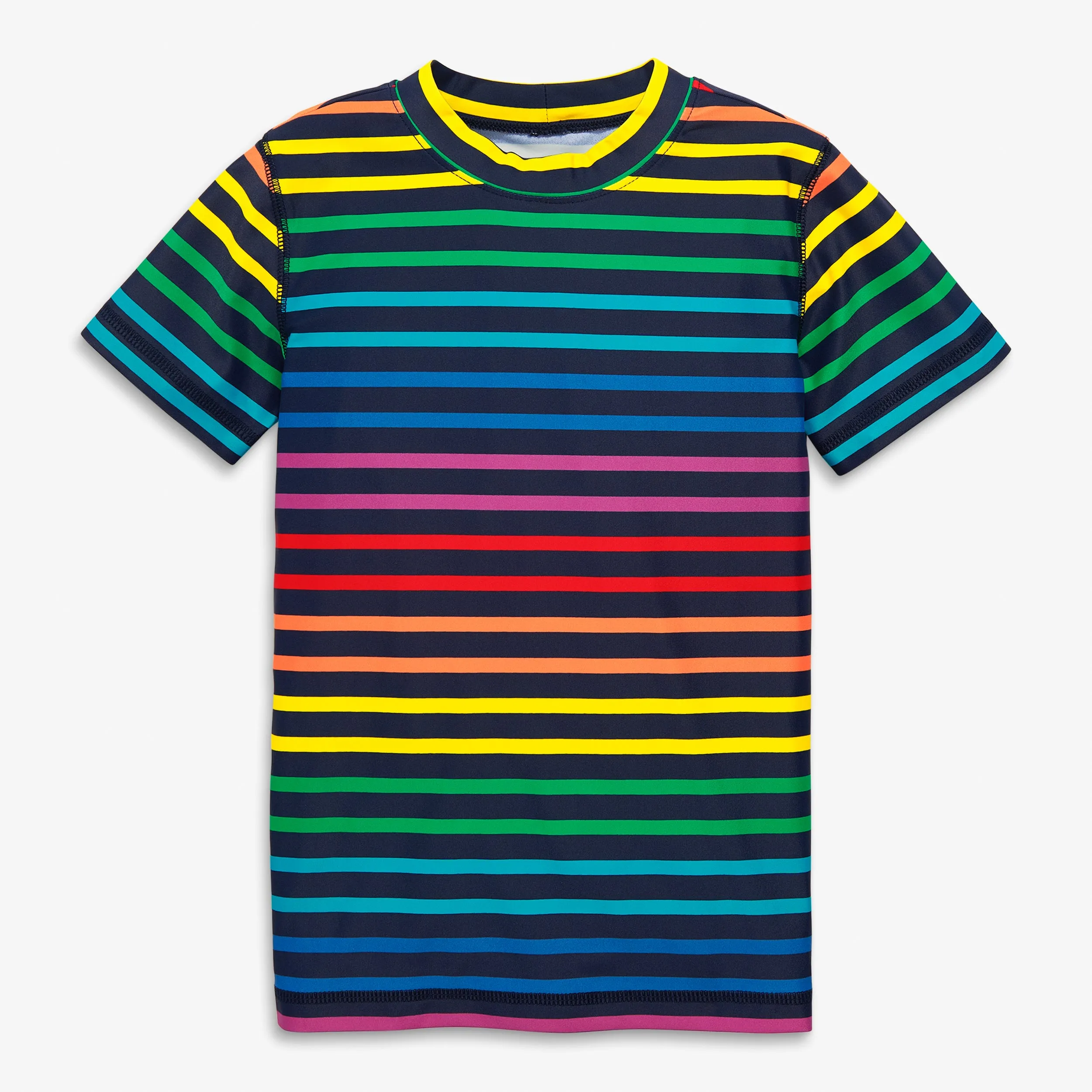 Clearance short sleeve rash guard in double rainbow stripe