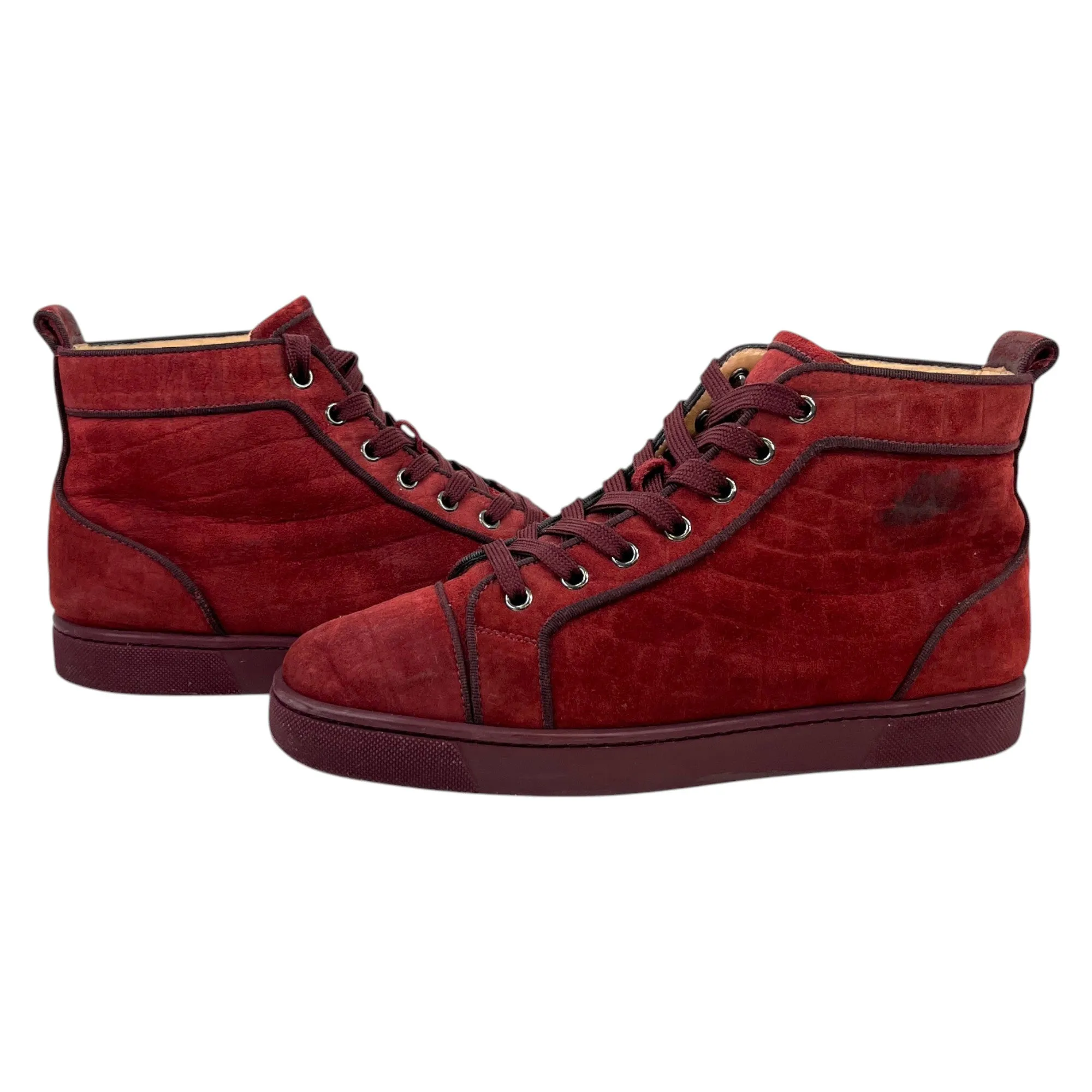 Men's Suede Croc Effect High Trainers Burgundy Size EU 40 / UK 6