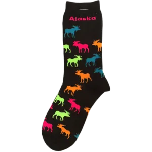 Neon Moose Grid Socks