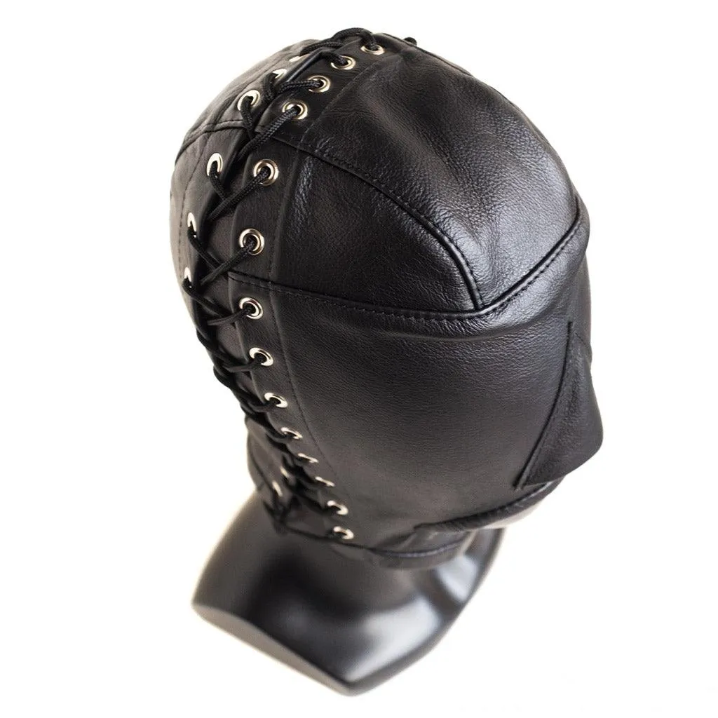 Open Mouth Leather Bondage Hood