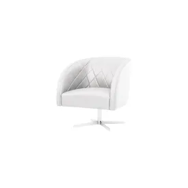 Rombo White Leather Swivel Chair