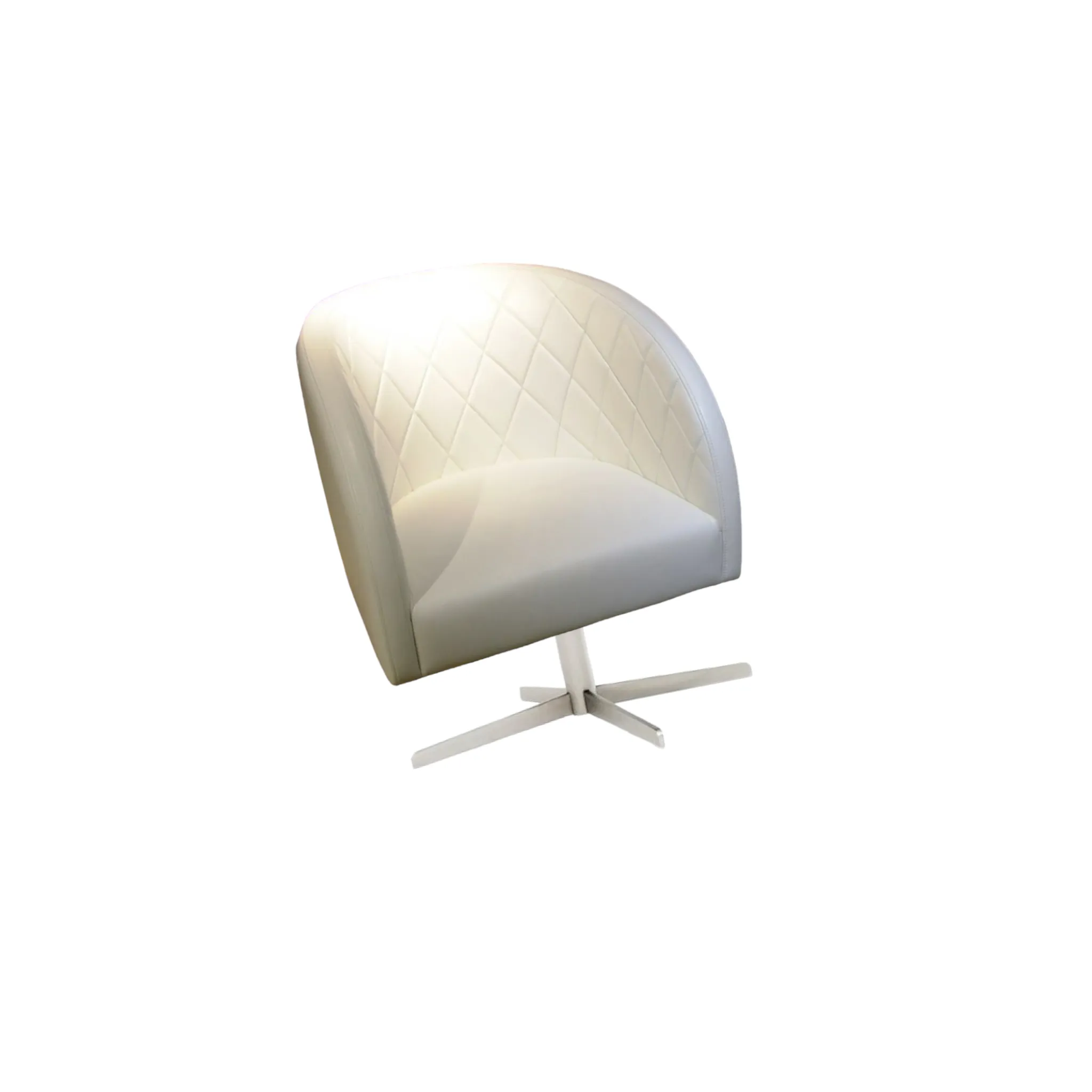 Rombo White Leather Swivel Chair